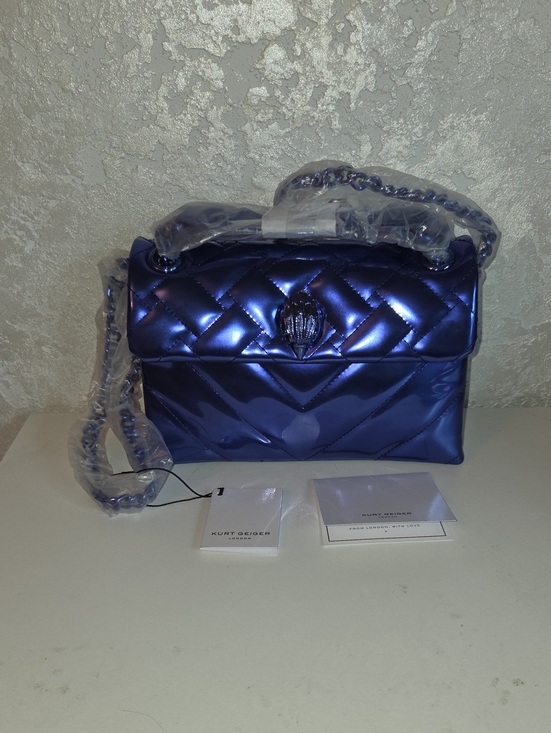 Kurt Geiger Handbags - Kurt Geiger Metallic Purple Quilted Chain Shoulder Bag With A Dust Bag